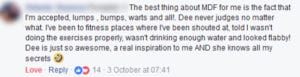 Million Dollar Fitness LDerry weight loss testimonial-accepted lumps bumps warts and all