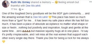 Million Dollar Fitness LDerry weight loss testimonial-mdf is irreplaceable