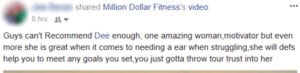 Million Dollar Fitness LDerry weight loss testimonial-recommend Dee one amazing woman