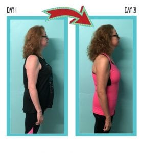 Catherine 21 day weight loss before and after at Million Dollar Fitness