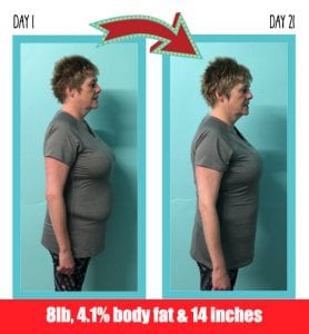 Ruth lost 8 pounds in 21 days at Million Dollar Fitness